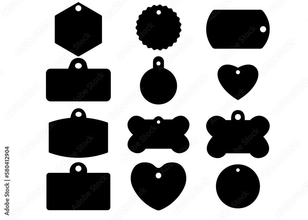 vector of dog tags template. set of icons, shape tags, illustration