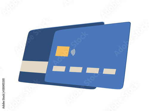 Plastic bank card. Credit card flat illustration. Debit cards isolated on white background. Front side and back side. vector illustration
