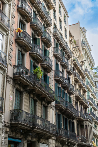 Neoclassical architecture of Gran Via de les Corts Catalanes, Barcelona