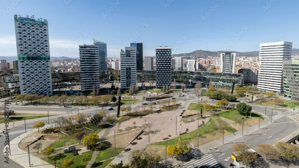Barcelona skyline from placa europa