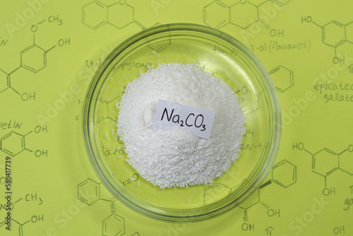 An important industrial chemical product is white crystalline sodium carbonate with the formula.