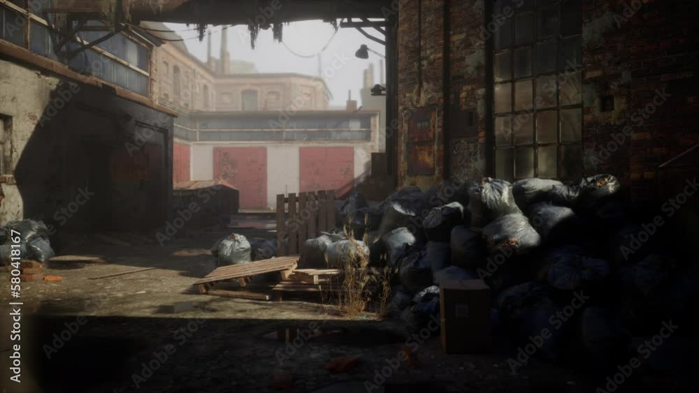 Abandoned multi-story red brick factory buildings Abandoned multi-story red brick factory buildings