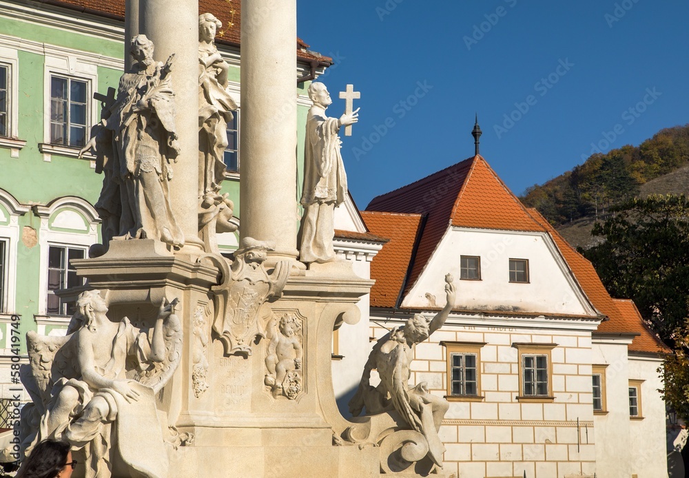 Obraz premium Plague column on town square of Mikulov town