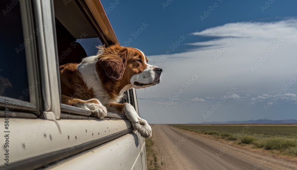 Happy Dog Enjoying the Breeze from a Car Window