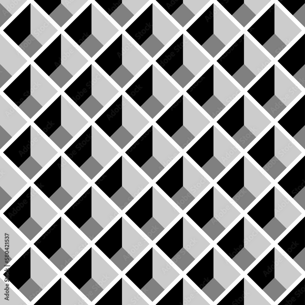 Seamless vector graphic in shades of grey of a three dimensional array of boxes Seamless vector graphic in shades of grey of a three dimensional array of boxes