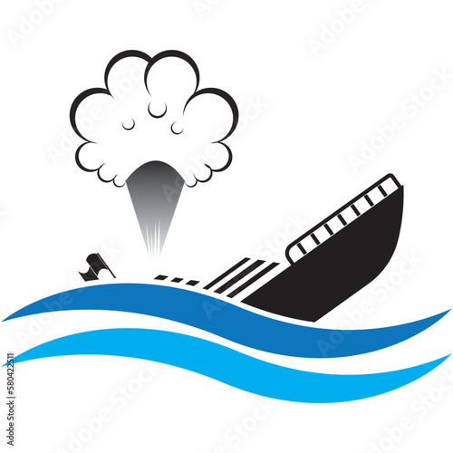 burning or sinking ship icon