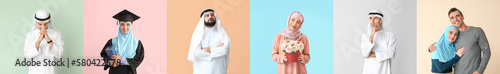 Collage of Muslim people on...