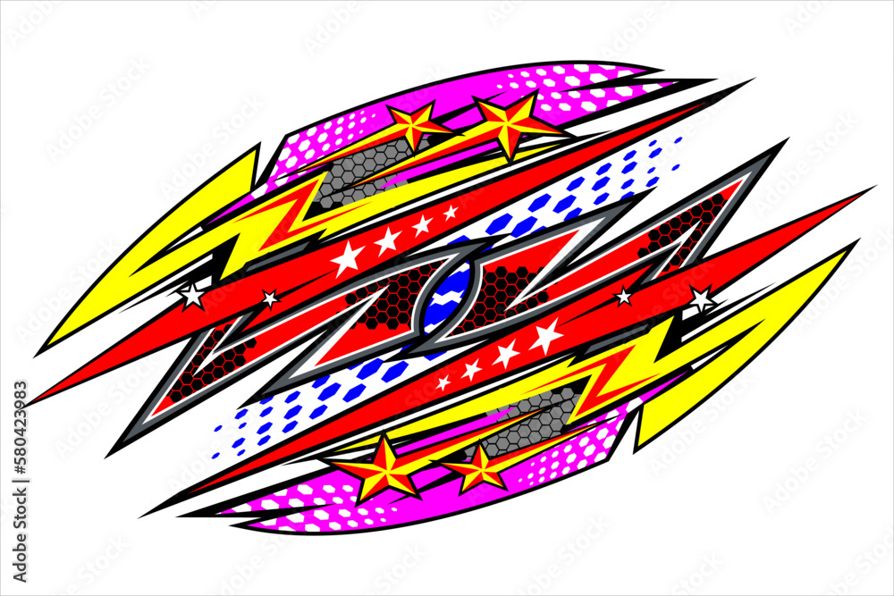 Obraz premium racing background vector design with a unique stripe pattern and bright colors, as well as a star effect. suitable for your racing design.