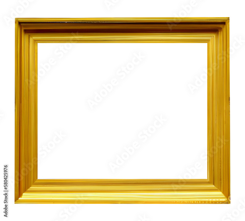 Blank antique gold picture frame. Generative AI.