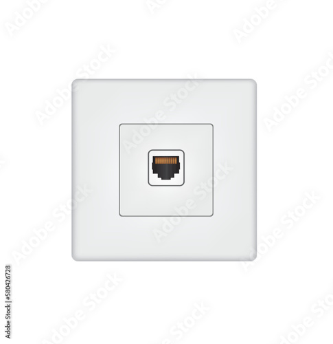 Ethernet port and cable. vector photo