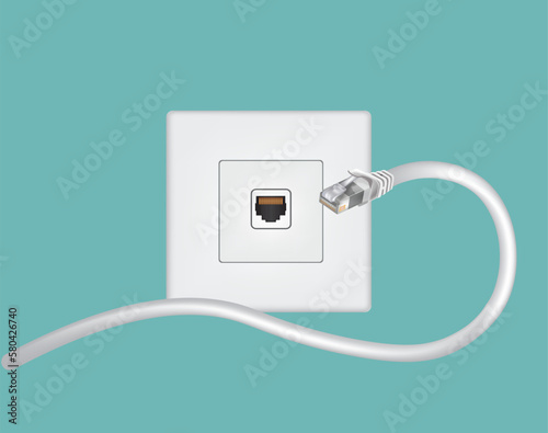 Ethernet port and cable. vector photo