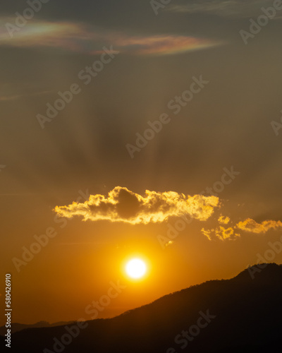 Shadebeam Sunbow Sunset (vertical) - Pai Canyon, Mae Hong Son, Thailand photo