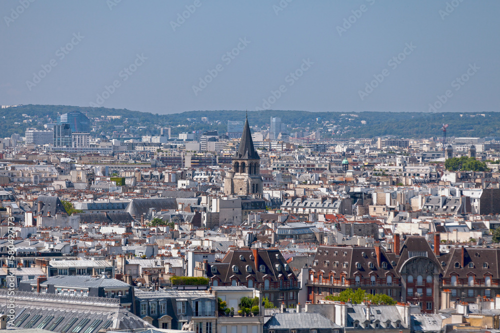 Aerial view of the Church of Saint-Germain-des-Pres in Paris