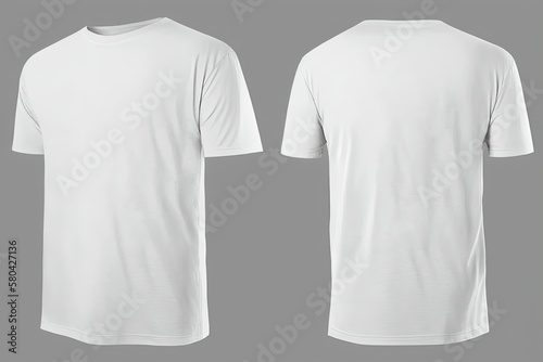 3d white t-shirt front and back on gray background