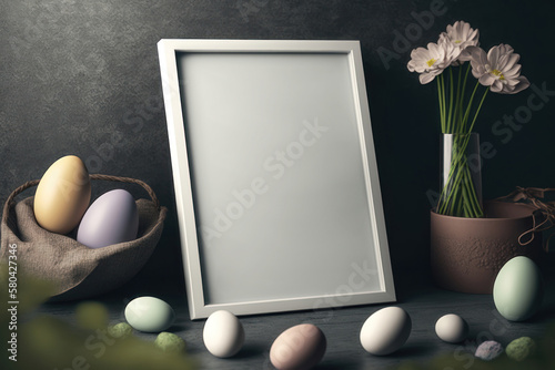 Easter mockup. Frame with a blank space. Generation AI