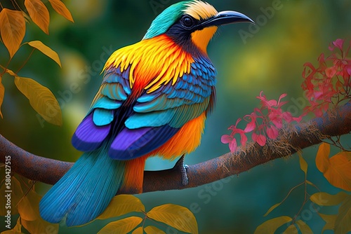 Picture of a tropical bird. Generative AI