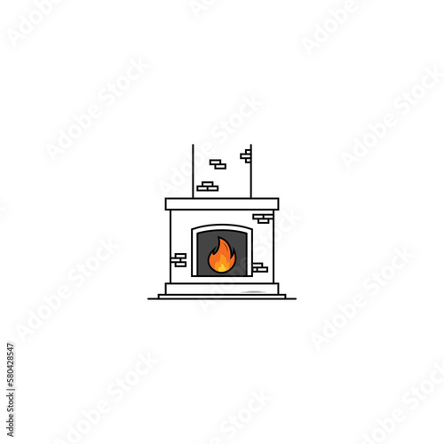 Brick furnace icon isolated vector graphics