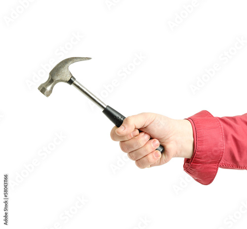 Hand holding a metal claw h...