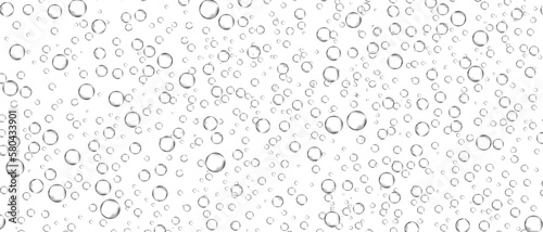 Water bubbles set isolated on white background. Air water bubbles for soda effect, transparent backdrop, icon design, champagne bubbles, texture and wallpaper. Water drops pattern, vector illustration