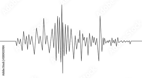 Earthquake seismogram or sound volume wave. Seismograph vibration or magnitude recording chart. Polygraph lie test detector diagram record. Vector illustration.