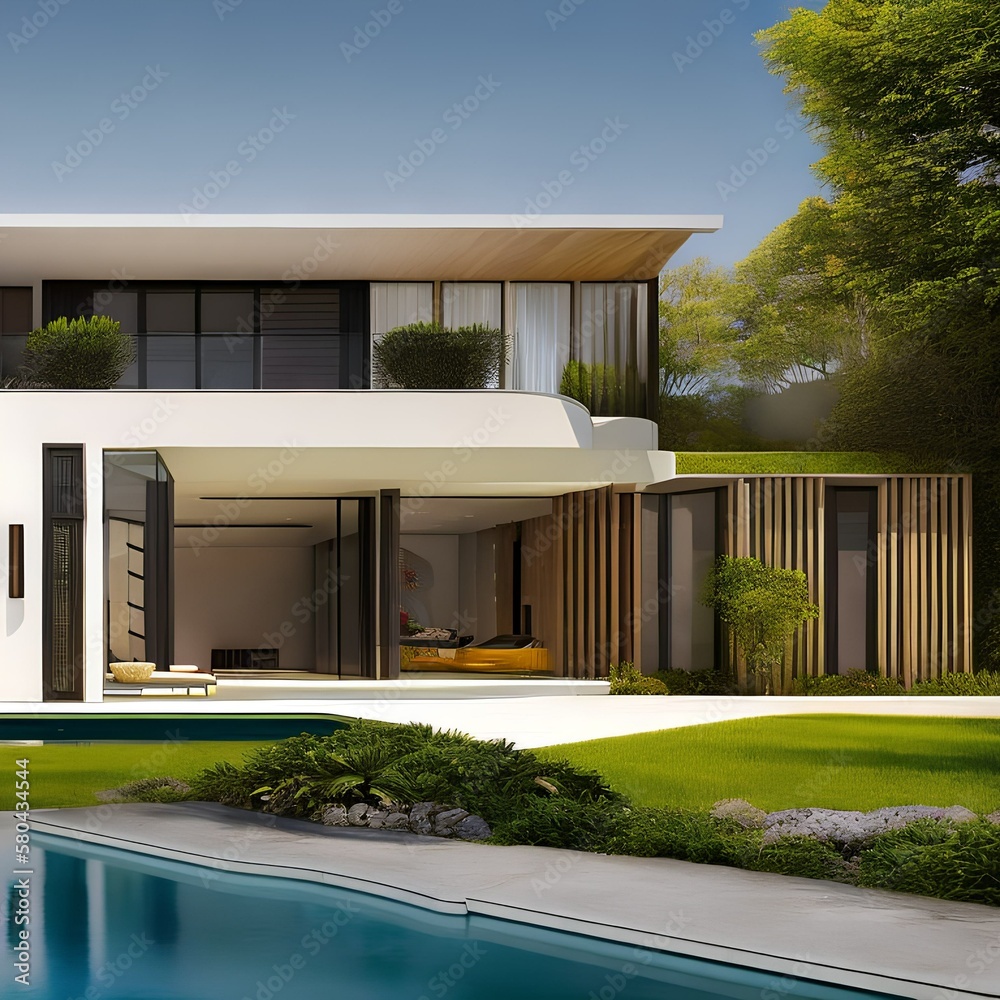 A modern house with a sharp and stylish interior design 3_SwinIRGenerative AI