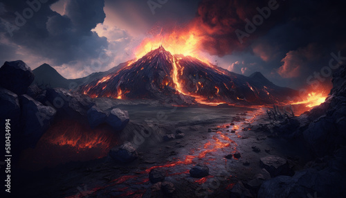 Volcano, AI Generated, Artificial Intelligence, 