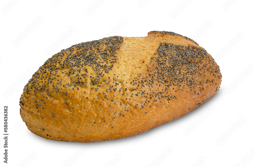 Freshly baked loaf isolated on white background. Clipping path