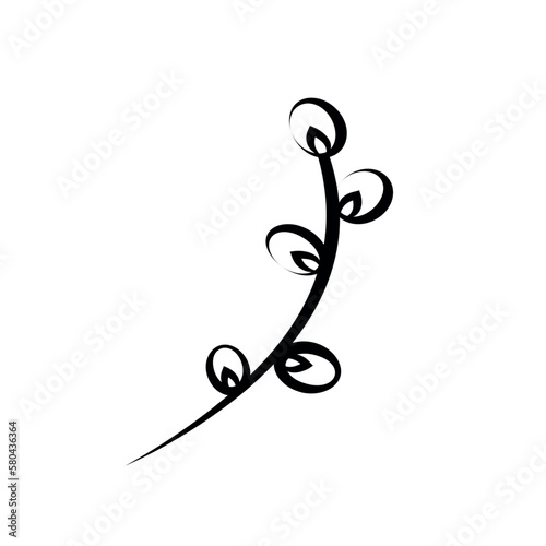 Linear willow twig in doodle style