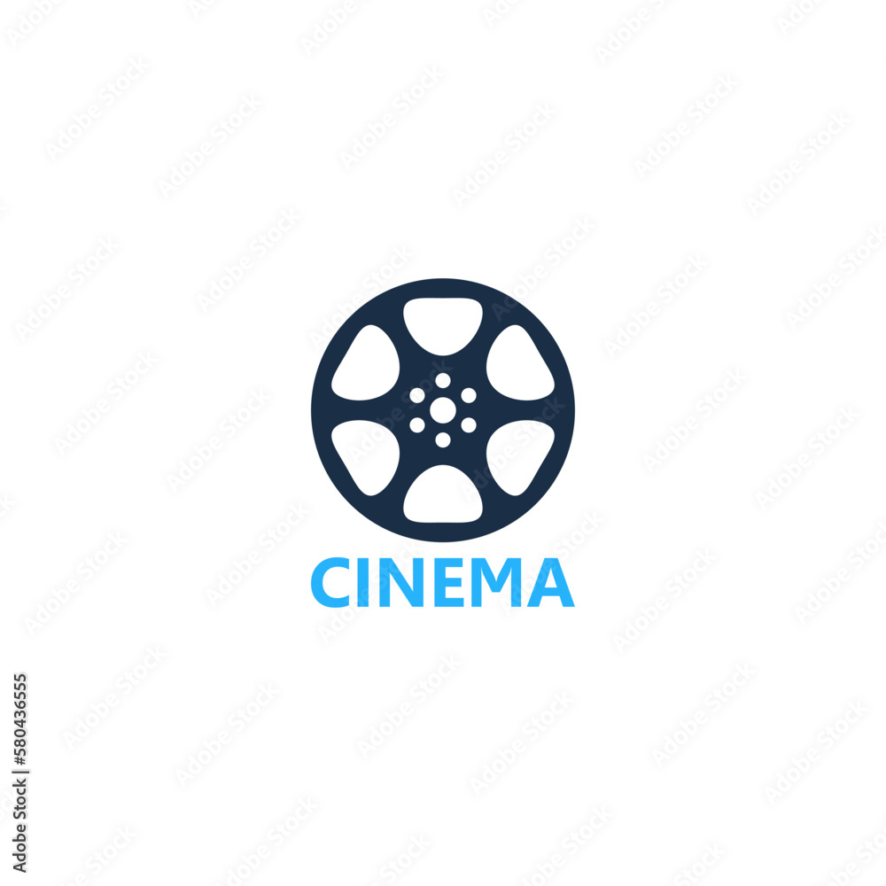 Cinema icon, movie film or video reel strip isolated on white background