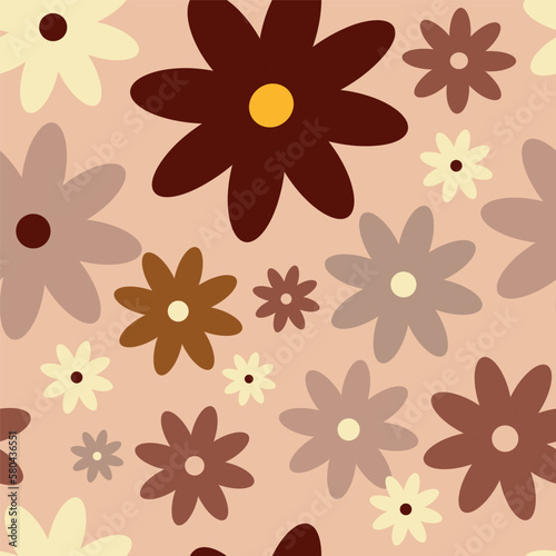 Retro Vintage boho spring floral pattern in 60s style