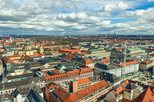 Aeral panorama cityscape vIew at munich city rooftops, cityscape
