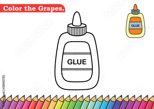 Glue coloring page. isolated coloring book. color pages for kids. Glue isolated.