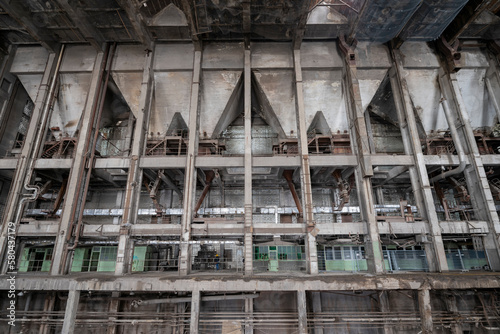 Old abandoned post-Soviet coal power plant in Hungary near Budapest