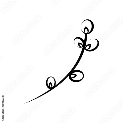 Linear willow twig in doodle style