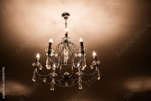 Classic crystal chandelier, luxury light lamp.