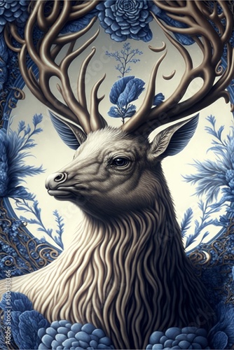 Ornate Deer Illustration with Intricate Details © Jardel Bassi