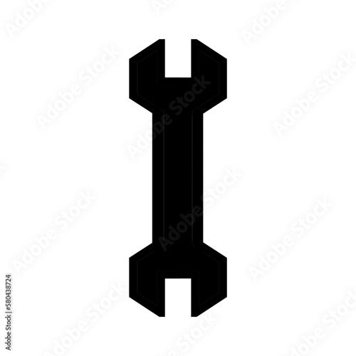Wrench icon isolated on white background. Black wrench illustration