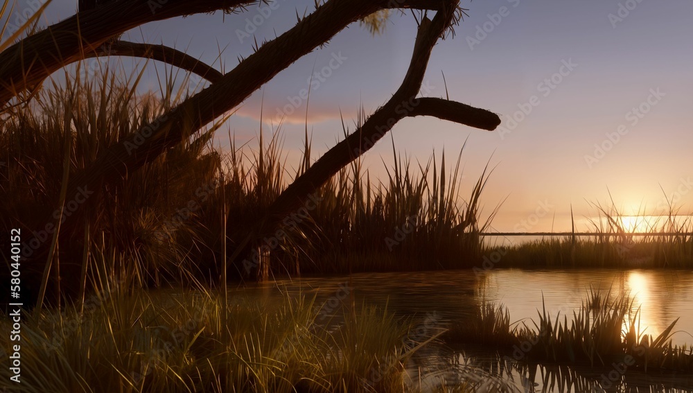 (4k) Beautiful lake in the sunset AI (4k) Beautiful lake in the sunset AI
