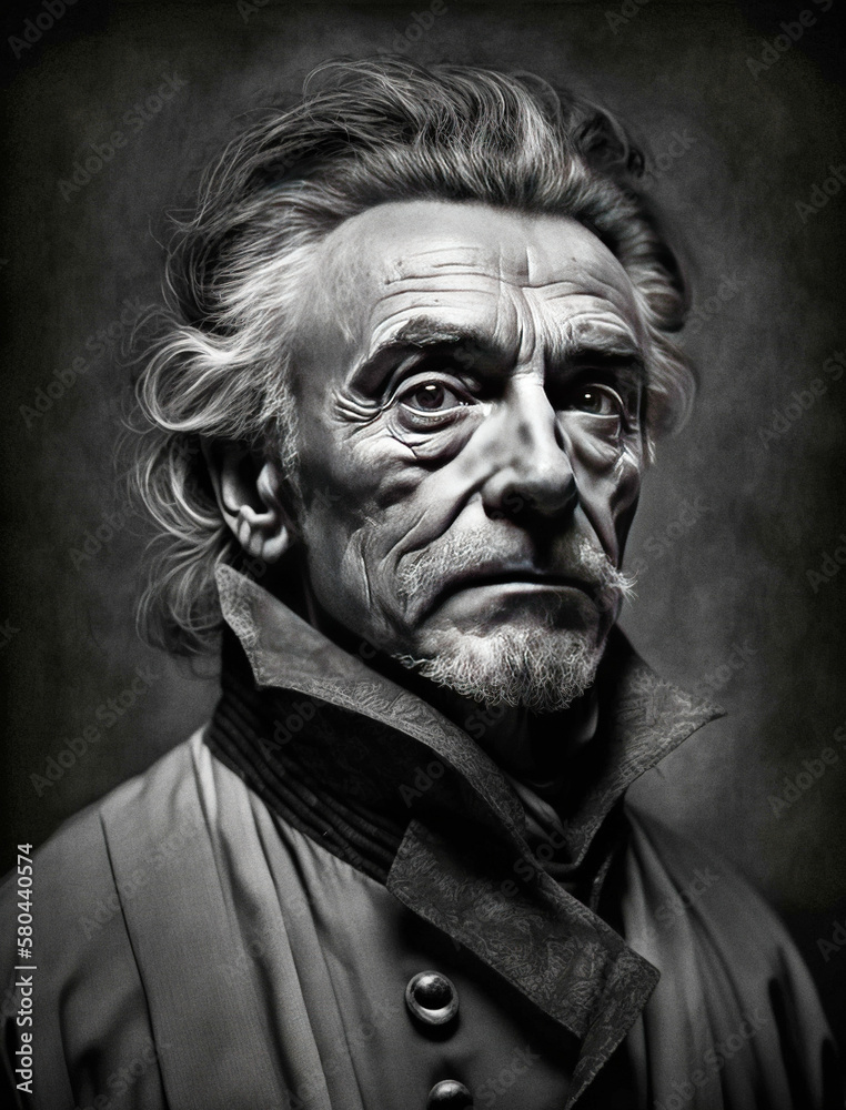 Fototapeta premium Black and white portrait of a philosopher - generative ai