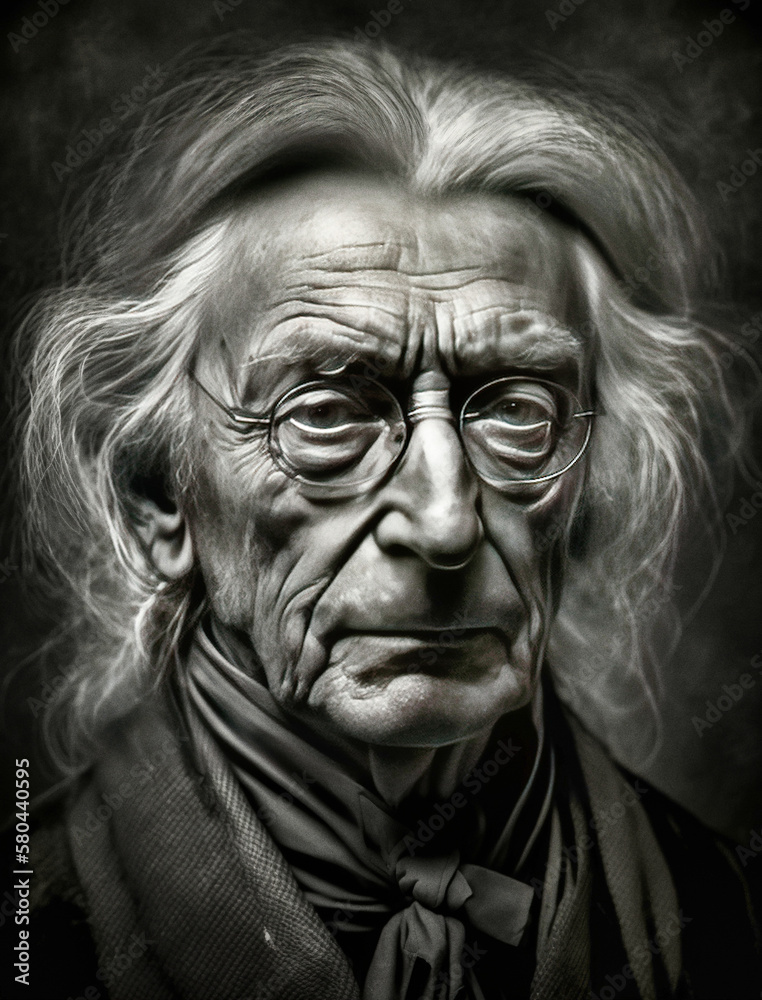 Black and white portrait of a philosopher - generative ai