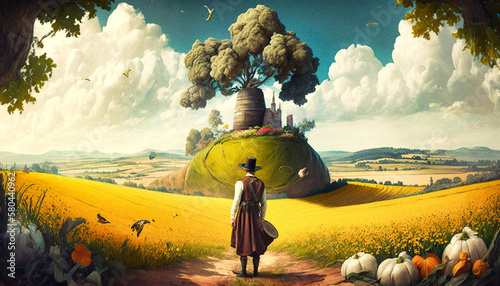 A man facing the land of plenty - generative ai