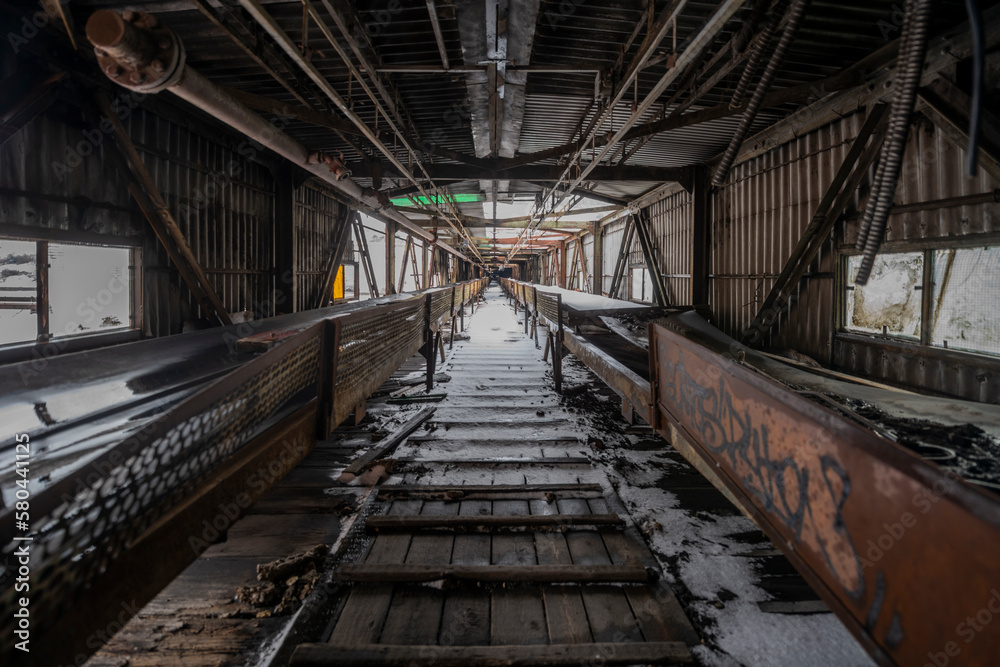 Old abandoned post-Soviet coal power plant in Hungary near Budapest