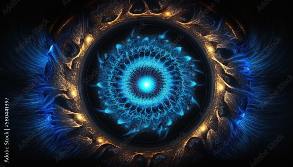 Blue mandala energy, chakra abstract Blue mandala energy, chakra abstract