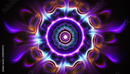 purple mandala energy  oriental yoga  chakra abstract  generative ai