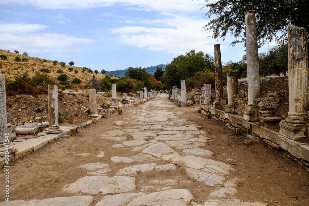 Ancient statue in the city of Ephesus, Turkey