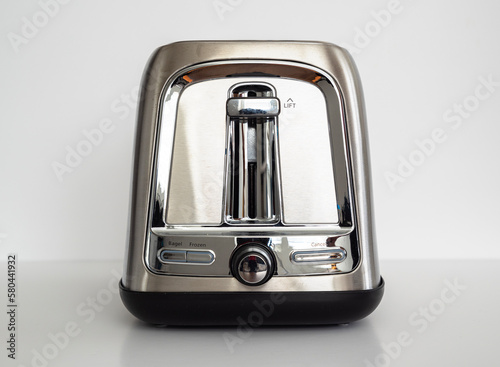 Silver toaster metallic on white BG