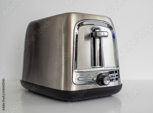 Silver toaster metallic on white BG
