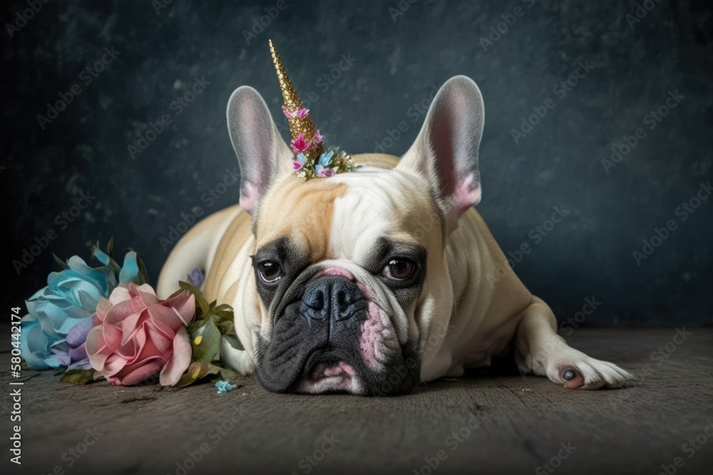 Grumpy French Bulldog with an angry look on its face, dressed as a ...