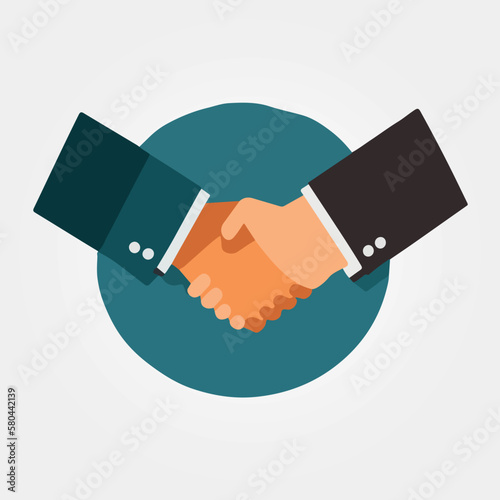 handshake of different ethnicities symbolizing agreement, vector minimalist illustration