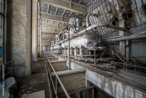 Old abandoned post-Soviet coal power plant in Hungary near Budapest